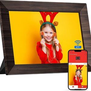 Digital Picture Frame,10.1 Inch WiFi Digital Photo Frame with Touch screen Brown